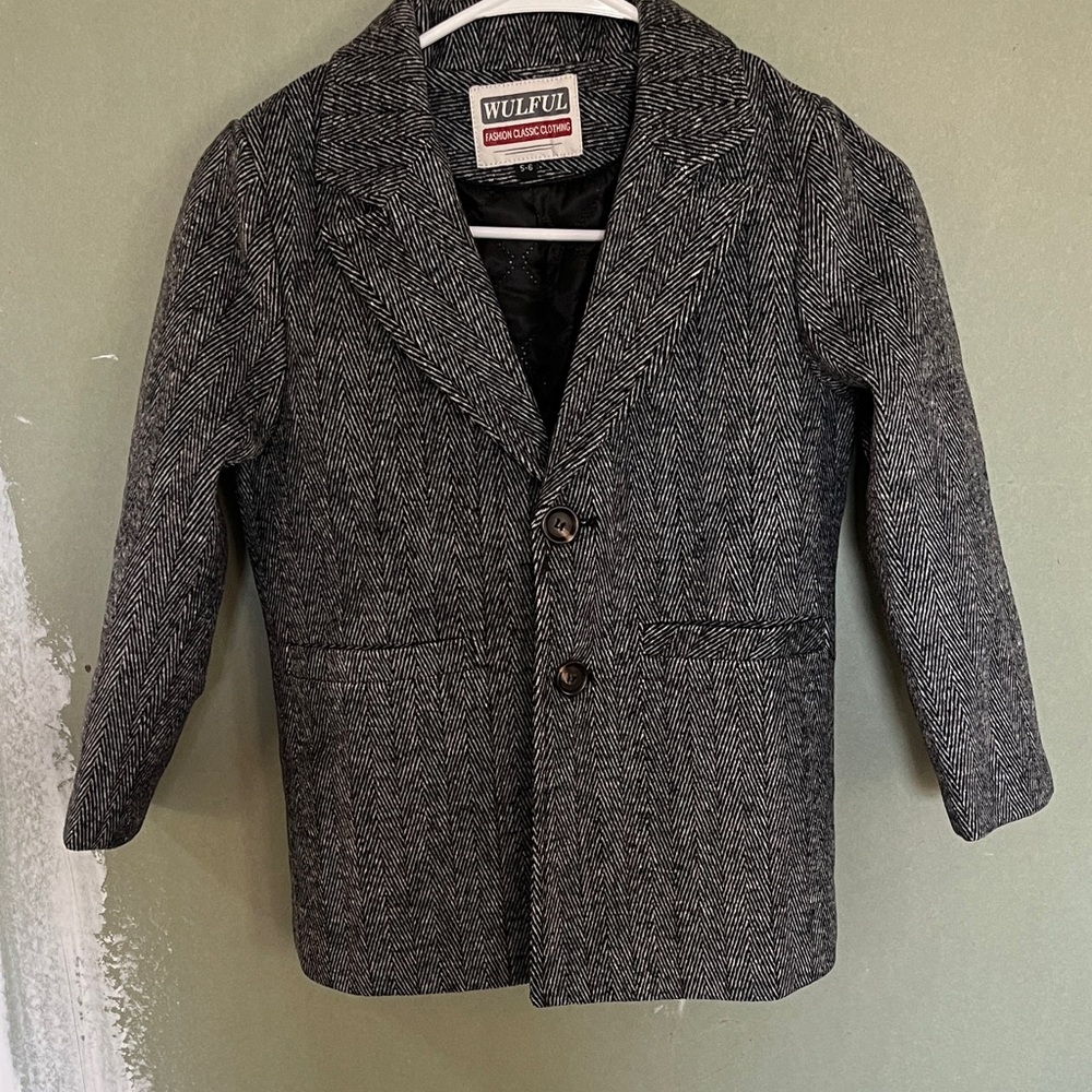 WULFUL Gray Herringbone Blazer